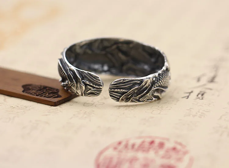 100% 925 sterling silver men women Bangles bracelet personality fashion classic retro jewelry fish opening domineering style new | Украшения