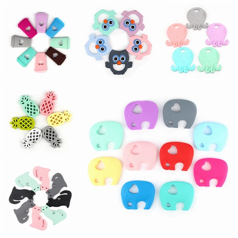 

TYRY.HU 10pcs Baby Teether Silicone Beads Baby Teething Food Grade Silicone Teether DIY Necklace BPA Free Baby Products