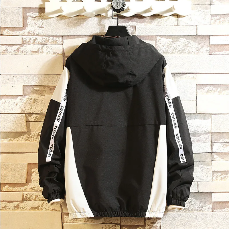 Мужская повседневная куртка с капюшоном синяя черная серая свободного покроя в