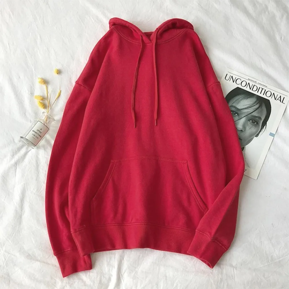 Oeak Velet Solid Color Sweatshirts Women Harajuku Colors Oversize Hoodie 2021 Fashion Casual Hooded Pullover Hoody