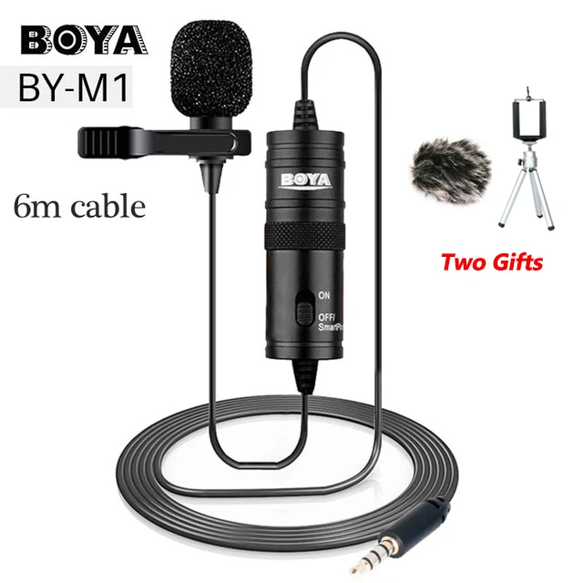 BOYA BY-M1 клип на петличный микрофон Conensor микрофон Vlog Настройка для телефонов DSLR Youtube DJI 3,5 мм адаптер Osmo карманные аксессуары - Цвет: BY-M1 n gifts