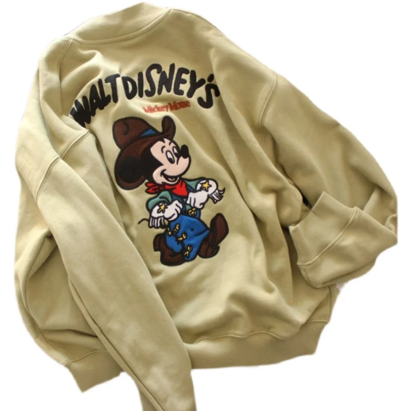 Женский однобортный свитшот с вышивкой Микки Маус |