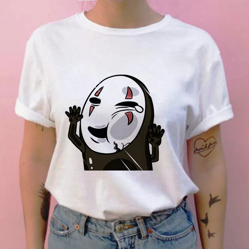 Футболка женская с принтом призрака милая безликая рубашка рисунком в стиле