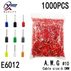1000pcsPack Block-Cord Terminal Insulated-Ferrules End-Wire-Connector Electrical-Crimp-Terminator Tubular-AWG E6012