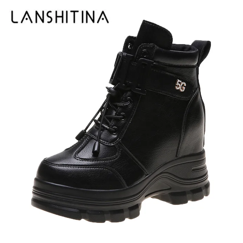 2019 г. ботильоны в стиле милитари женские осенне-зимние ботинки на толстой подошве