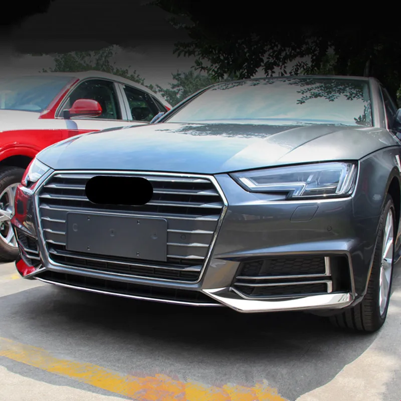 Автомобильный Стайлинг, полоски из нержавеющей стали, 3 шт. для Audi A4 B9, накладка на передний бампер, декоративная отделка, внешние наклейки, автомобильные аксессуары