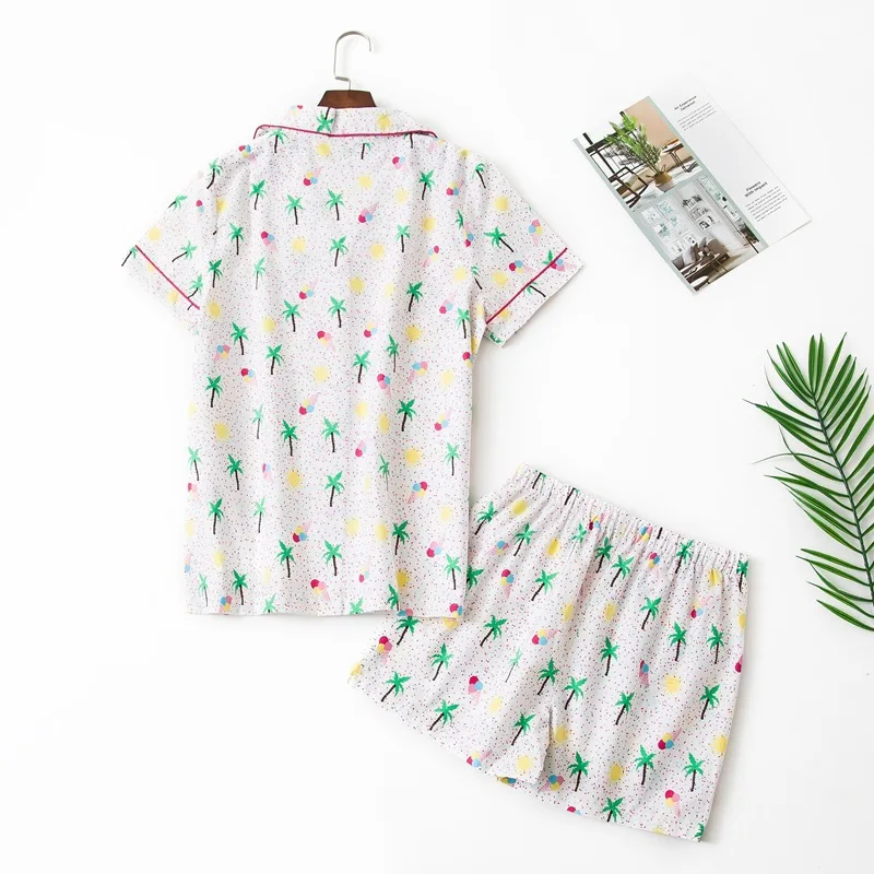 пижама женская летний хлопковый пижамный комплект новый женский короткий рукав