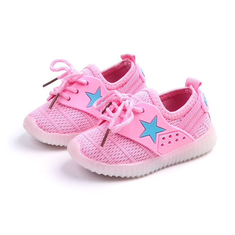 Кроссовки детские мягкие дышащие со светодиодной подсветкой и пентаграммой |