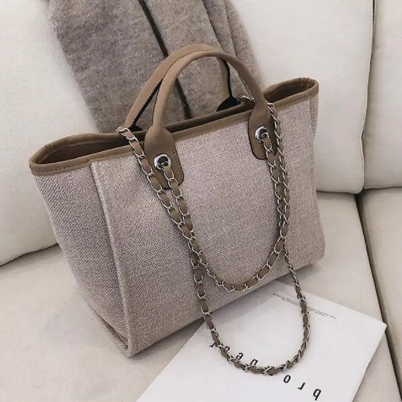 Женская Холщовая Сумка на плечо с цепочкой 2020|Сумки ручками| |