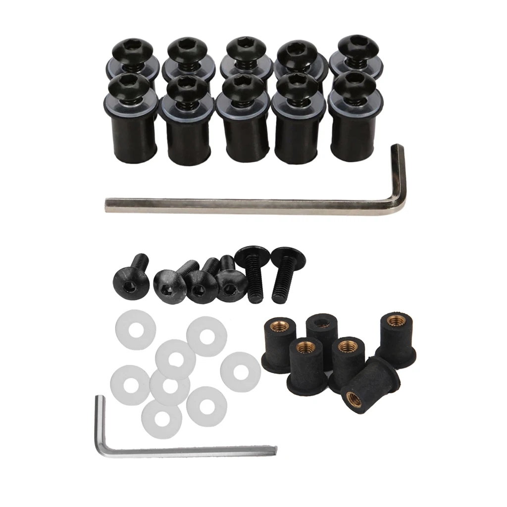 4mm + 5mm Fairing Windscreen Screw Bolt Windshield Mounting Nuts Kit Black |