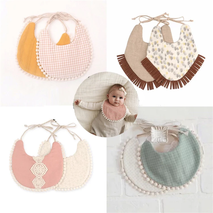 Детские нагрудники хлопковые треугольные Слюнявчики полотенце для кормления