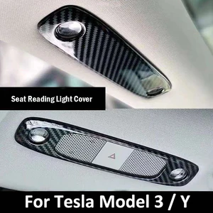 for tesla model 3 car seat reading light frames cover abs carbon fiber lamp modified decorative patch for model y accessories