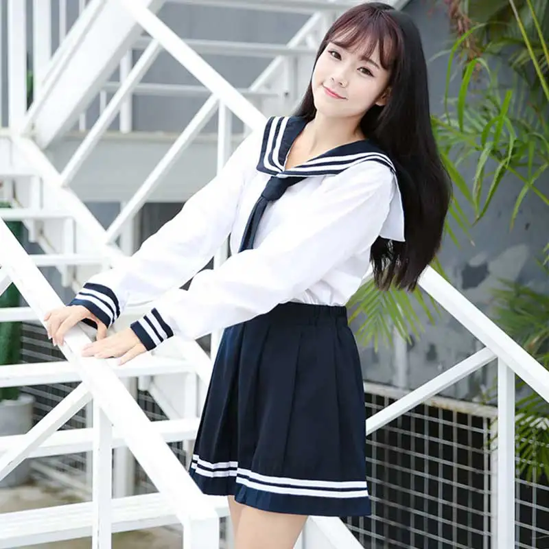 Школьная форма Skrit JK с коротким рукавом костюм морского флота Студенческая белая