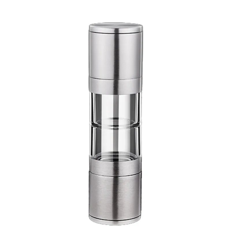 

stainless steel Double head salt and pepper grinder machine pulverizer shakers spice jar condiment bottle pepper grain mill