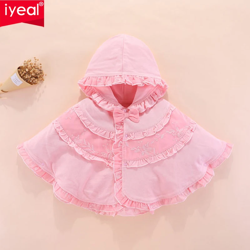 IYEAL Princess Baby Girl Cloak Coat Cotton Fall Spring Child Clothes Fashion Lace Hooded Cape Toddler Kid Outerwear Jacket | Детская