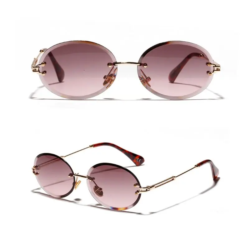 

New Design Rimless Sunglasses Fashion Trend Hot Unisex Protection Eyewear Women Men Outdoor Driving No Frame Metal Legs Oval