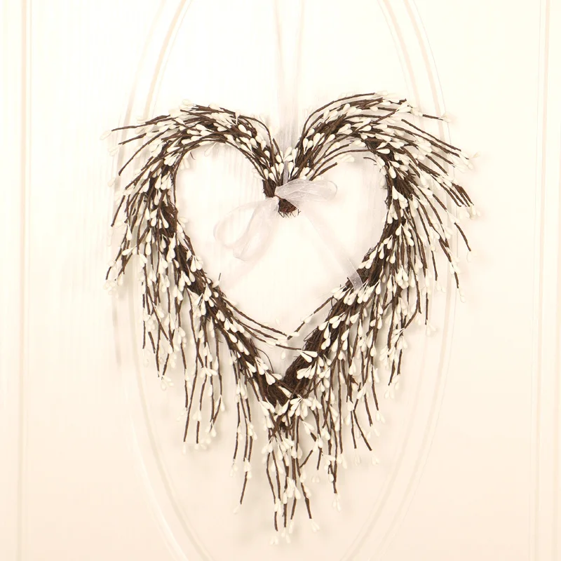 Искусственный венок в форме сердца для входной двери окна свадьбы вечеринки