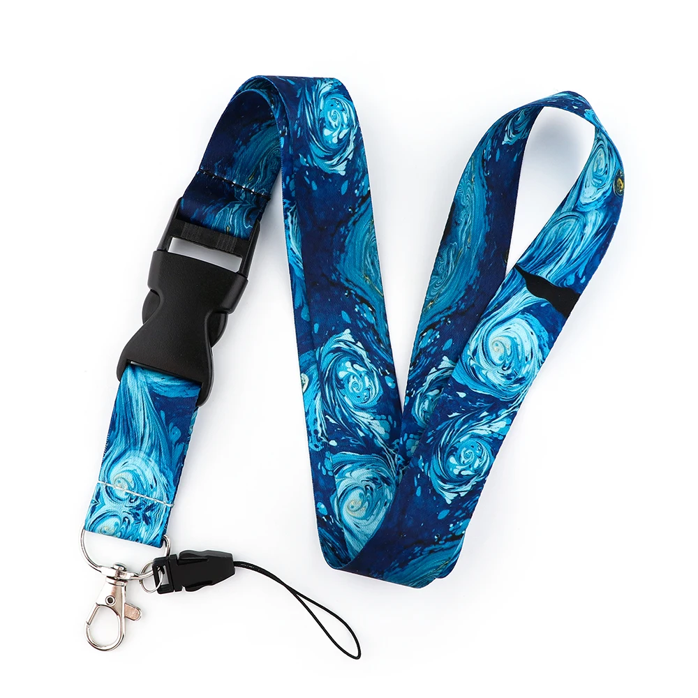 

JF1223 Van Gogh Art Oil Painting Lanyards Keychain Neck Strap Phone Buttons ID Card Holder Lanyard for Keys DIY Hanging Rope