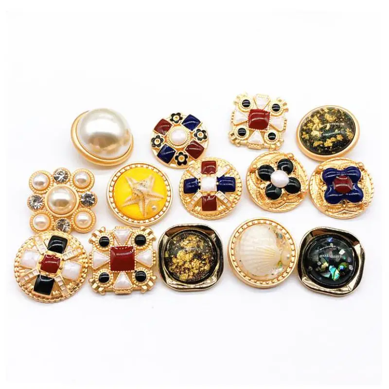 10Pcs New Metal Button Classic Drop Glue Square Color Gem Women'S Coat | Дом и сад