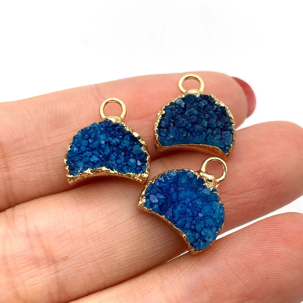 Оптовая продажа многокрасочный кулон в форме луны из натурального камня для изготовления ювелирных изделий, ручных аксессуаров, бисерных украшений, модных нарядов.