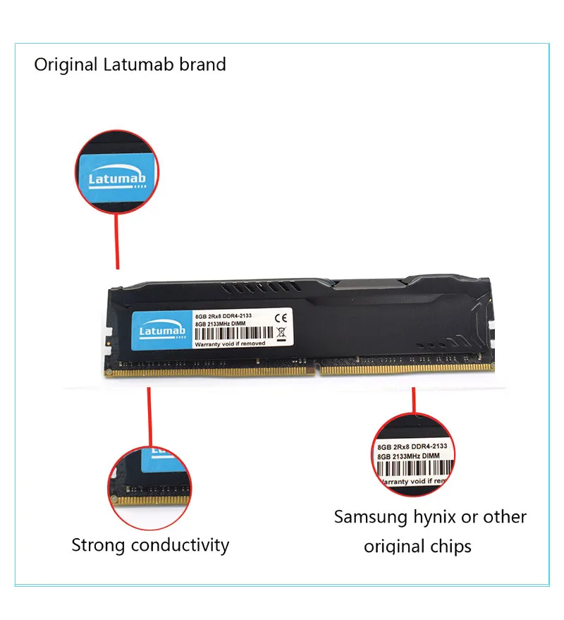 Latumab DDR4 Ram 8GB 16GB 32GB 2133mhz настольная Память DIMM поддержка материнской платы 288 Pins