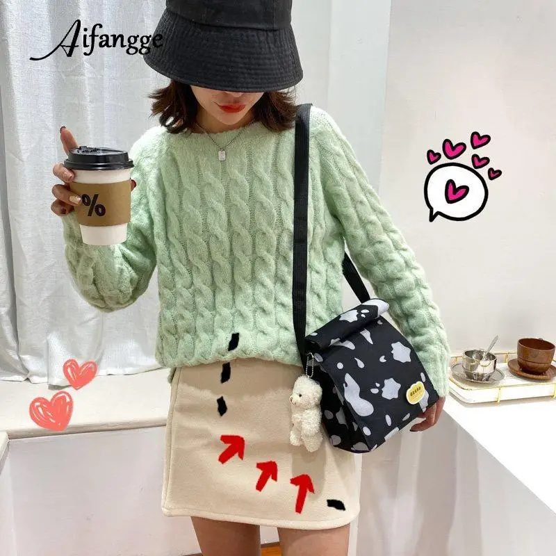 

AIFENGGEWoman Canvas Crossbody Messenger Bag Cartoon Mini Canvas Handbags Korean Student Bag Cute Casual Satchel Girls Shoulder
