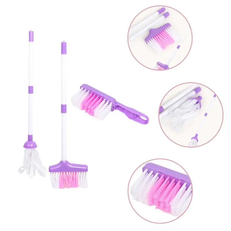 

6Pcs Child Cleaning Sweeping Play Set Mop Broom Bucket Brush Dustpan Kits Kids
