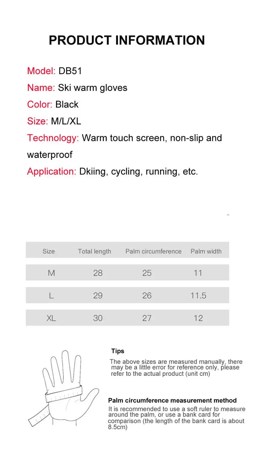 

Double Thicker Warmth Sensitive Ten Finger Touch Screen Add Velvet And Cotton Inside Wear-resistant Leather Ski Gloves