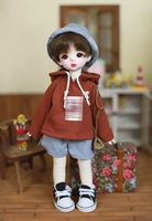 bjd baby clothing is suitable for 16yosd coat with cap monkey purple string hoodie with velcro on the back