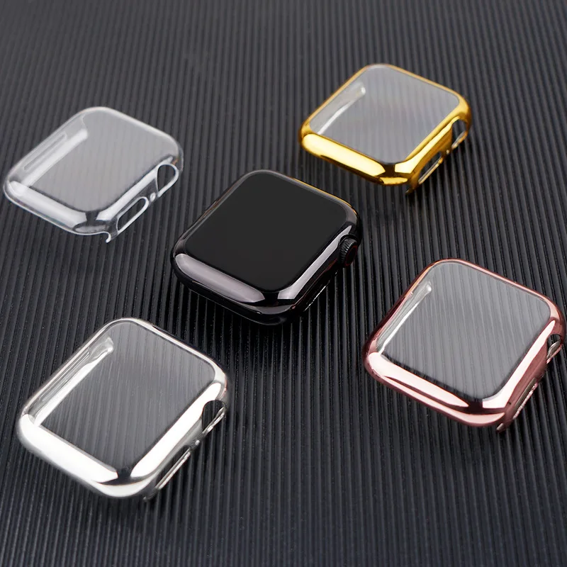

Cover for Apple Watch Case 44mm/40mm 42mm/38mm Accessories soft All-around TPU bumper Screen Protector iWatch Series SE 3 4 5 6