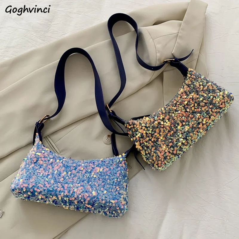 

Shoulder Bag Women Sequined Colorful Ins Mini Underarm Bags Baguette PU High Street Fashion Summer All-match Trendy All-match