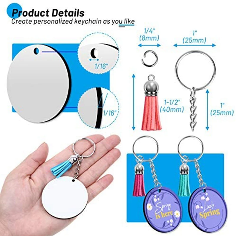 

Sublimation Keychain Blanks, Heat Transfer Double-Side Sublimation Blanks, Key Chains for DIY Craft Ornament Making