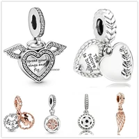 authentic 925 sterling silver heart angel wings spread your wings and fly charm beads fit pandora bracelet necklace jewelry