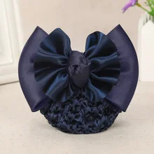 Stylish Floral Fabric Ribbon Bow Barrette Lady Hair Clip Cover Net Tulle Bowknot Bun Snood Women Hairgrips Hairpins Accessories (3)