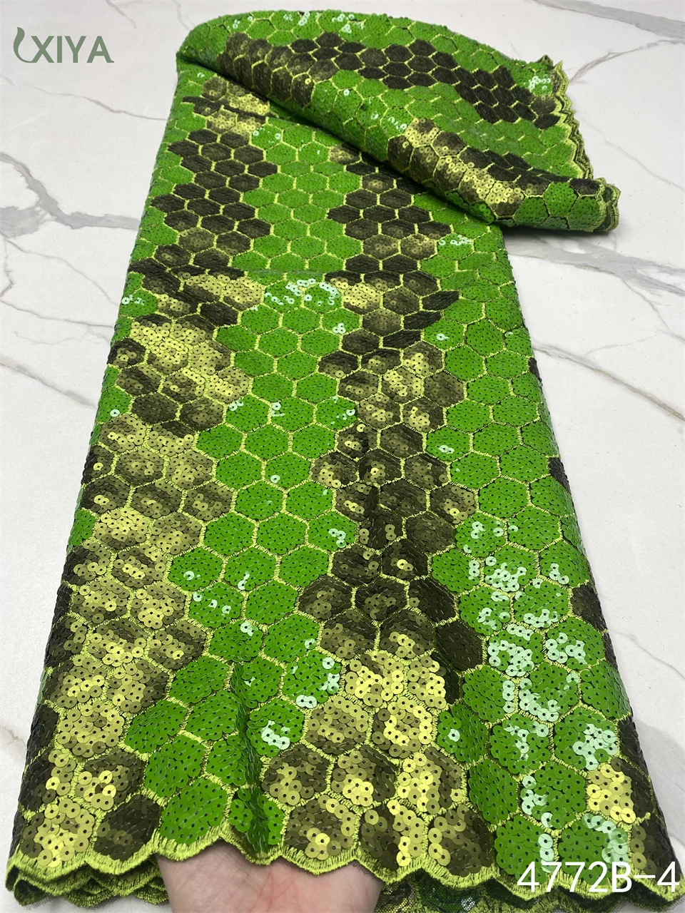 

African Lace Fabric Embroidery Sequins Lace Fabric High Quality Nigerian Sequence Lace Fabric for Party Wedding APW4772B
