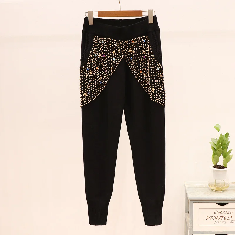 Женский трикотажный комплект из двух предметов пуловер с длинным рукавом и