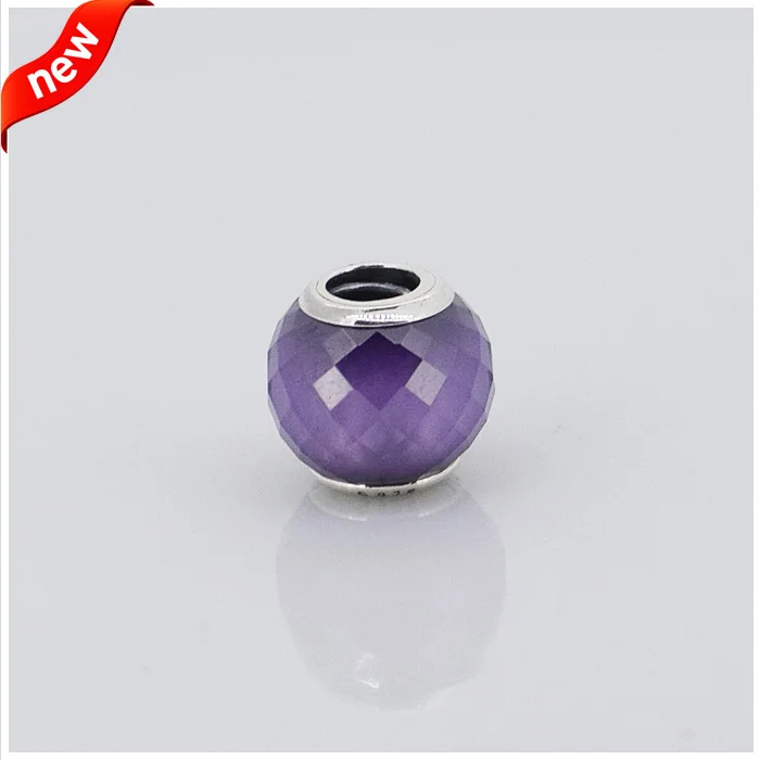 

2015 Spring European Charms Bracelets Abstract Faceted Beads with Purple Cubic Zirconia 100% 925 Sterling-Silver-Jewelry EMOSAN