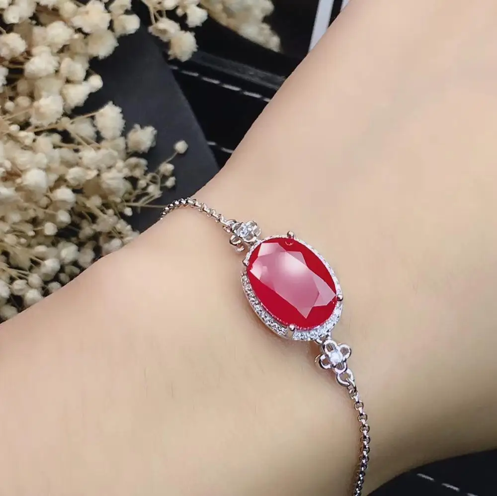 KJJEAXCMY boutique jewelry 925 sterling silver inlaid Natural ruby ladies bracelet support detection exquisite beautiful | Украшения и