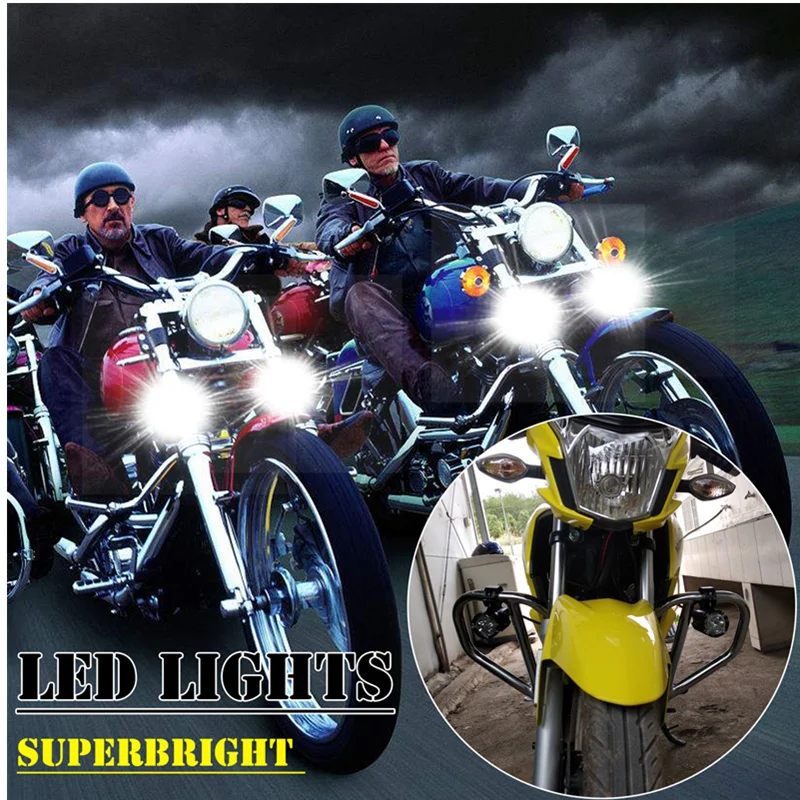 

9 Lamp Bead MotorcycleExternal LED Headlights Always Bright Flashing Long-range Spotlight Aluminum Alloy Switch With Accessories