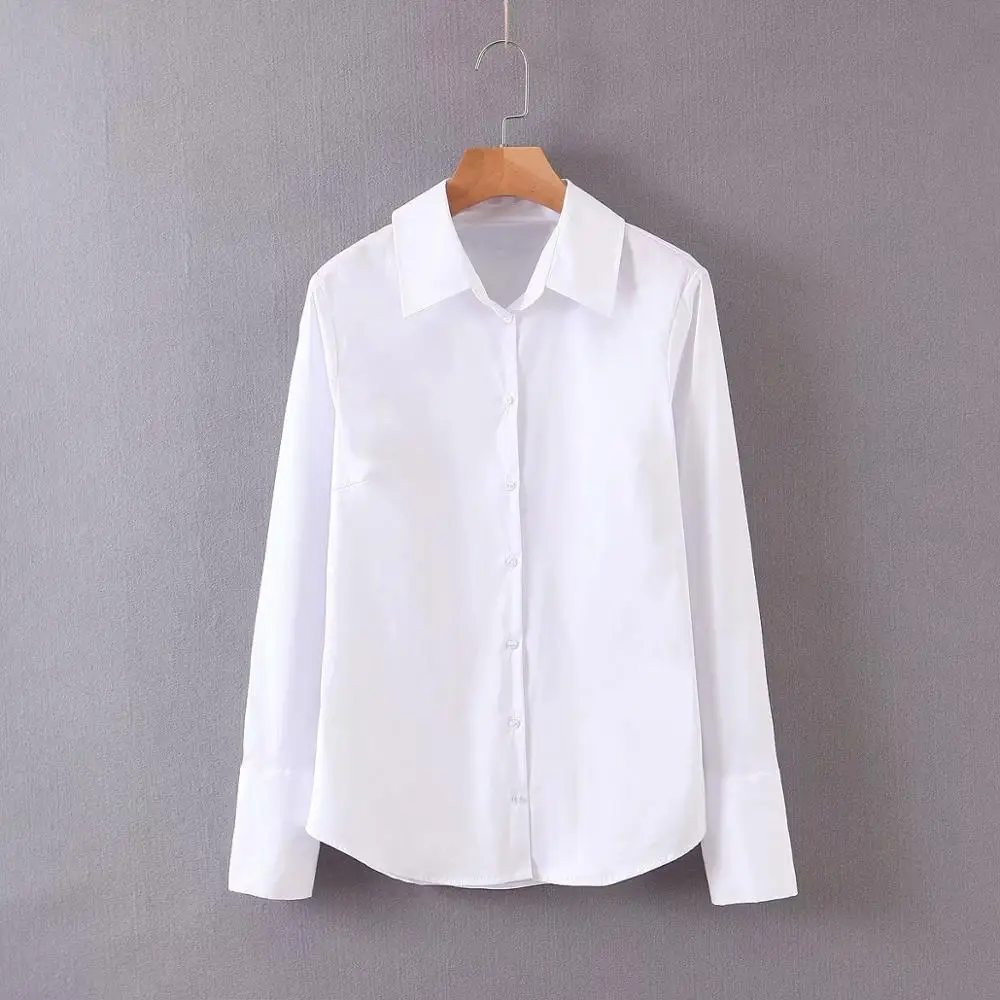 NoEnName_Null 2020 Women Basic Solid Color White Blouse Office Lady Turn Down Collar Business Shirt Casual Slim Femininas Tops | Женская