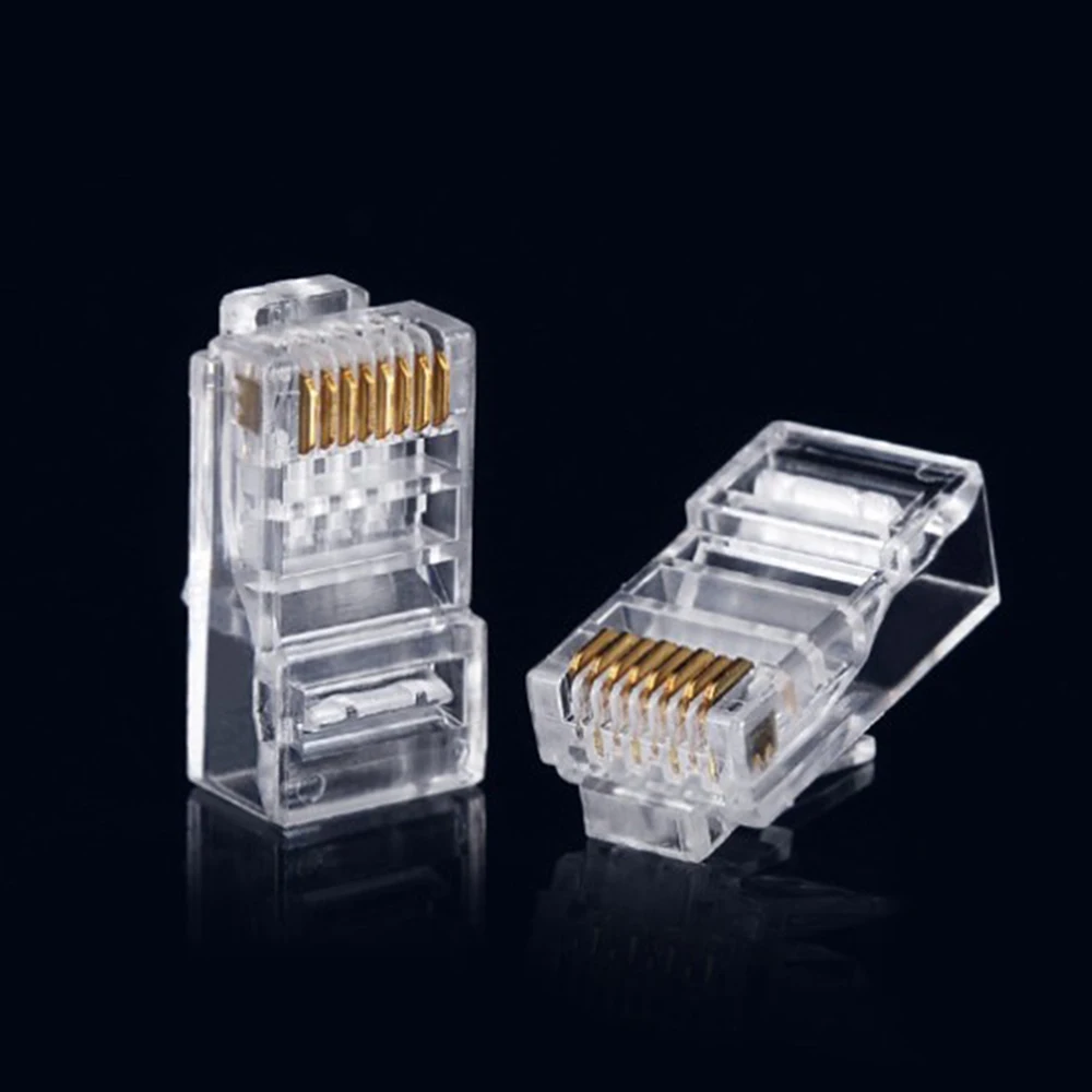 100PCS RJ45 8P8C CAT6 Crystal Head Modular Plug Gold Plated Network Connector Economic Wholesale Price | Строительство и ремонт