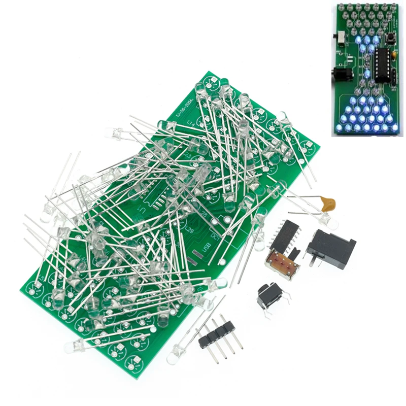 5V Electronic Hourglass DIY Kit Funny Electric Production Kits Precise With LED Lamps Double Layer PCB Board 84*40mm