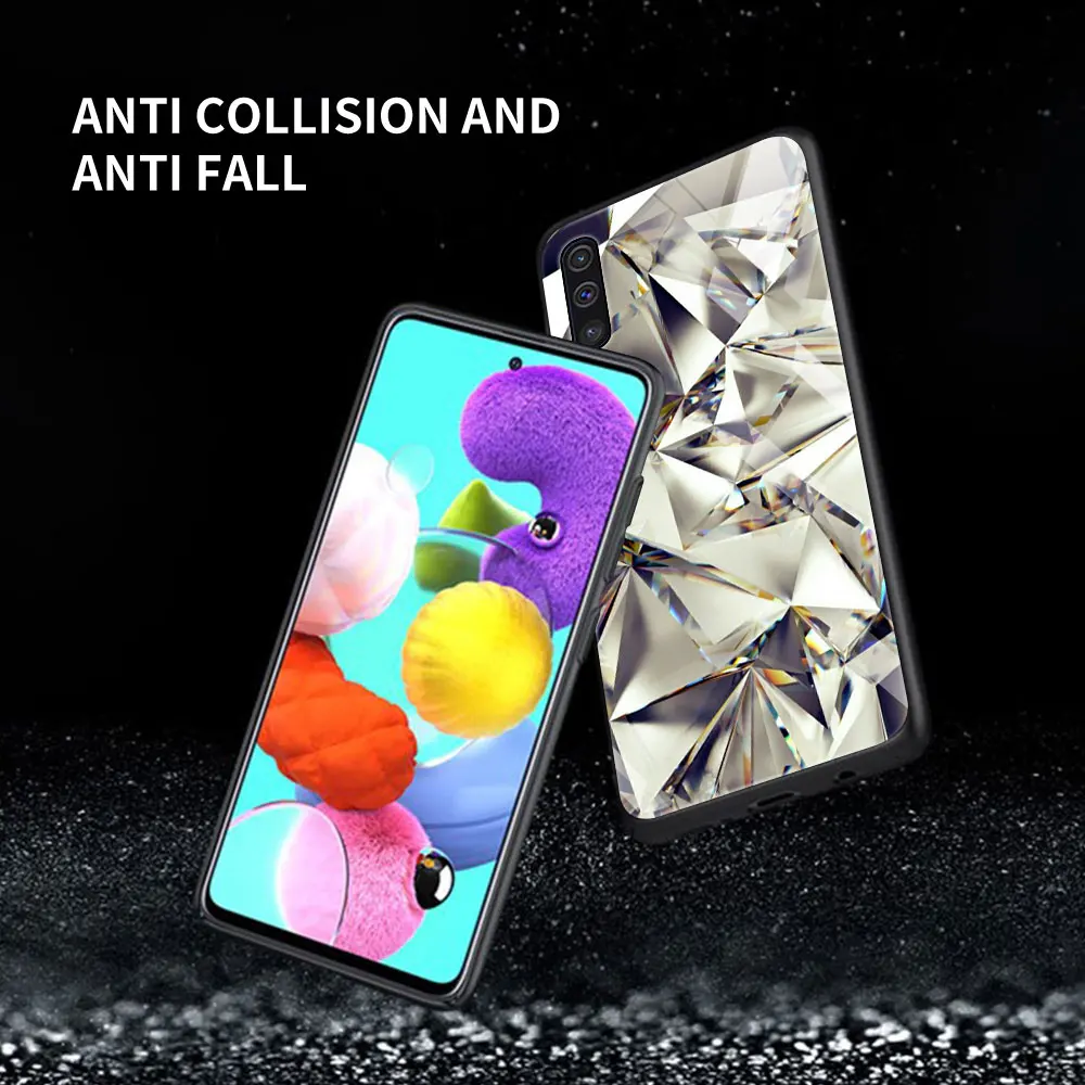 

Geometric Gold Purple Pink Diamond Glass For Samsung Galaxy A51 A71 A50 A70 Case A31 A21s A30 A91 A41 M31 A40 A32 A12 Cover