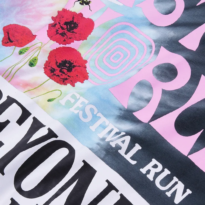 С изображением Трэвиса Скотта Astroworld Festival Run Tie футболка цветная T Мужская и женская 1:1 лучшее качество ASTROWORLD с изображением Трэвиса Скотта футболки