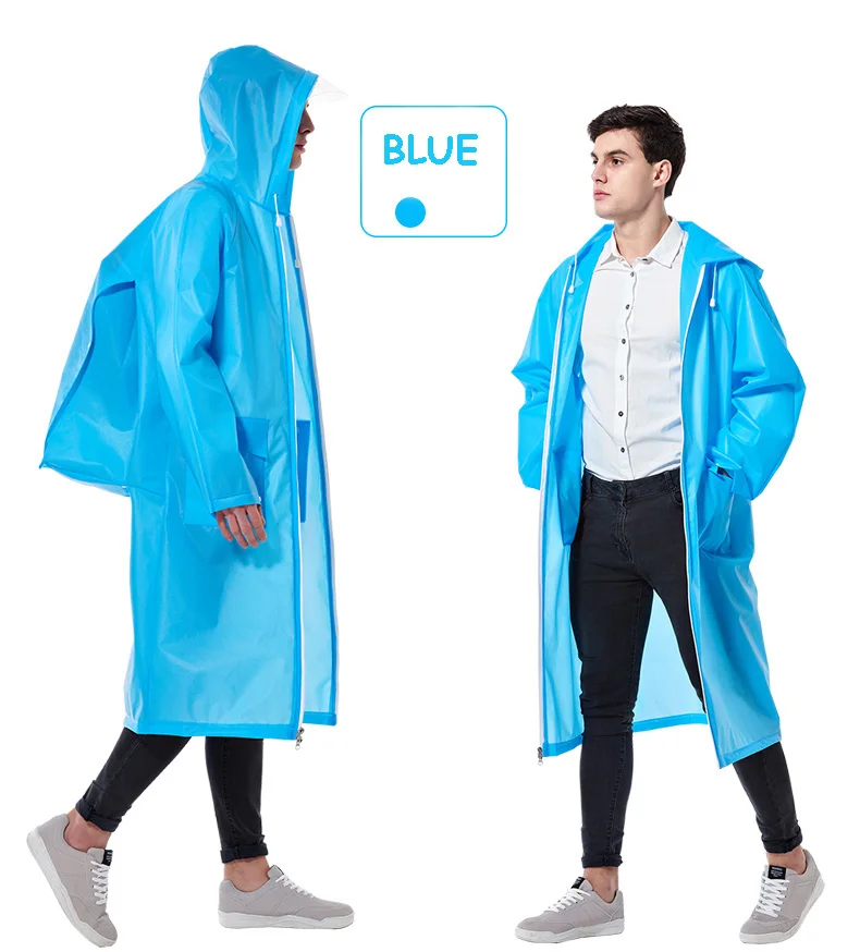 zipper BLUE Yuding дождевик пластиковый толстый дождевик для женщин \ мужчин пончо Универсальный водонепроницаемый туристический Туризм с капюшоном школьный плащ - Цвет: zipper BLUE