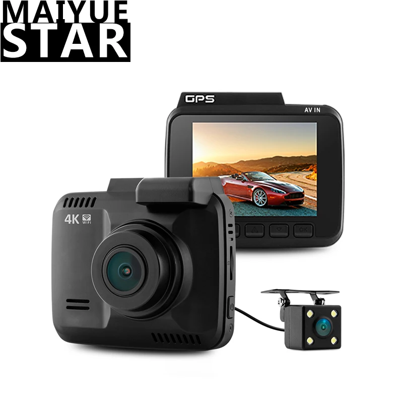 Maiyue star 2 4 дюймов FHD двойной объектив 4K Встроенный GPS Автомобильный