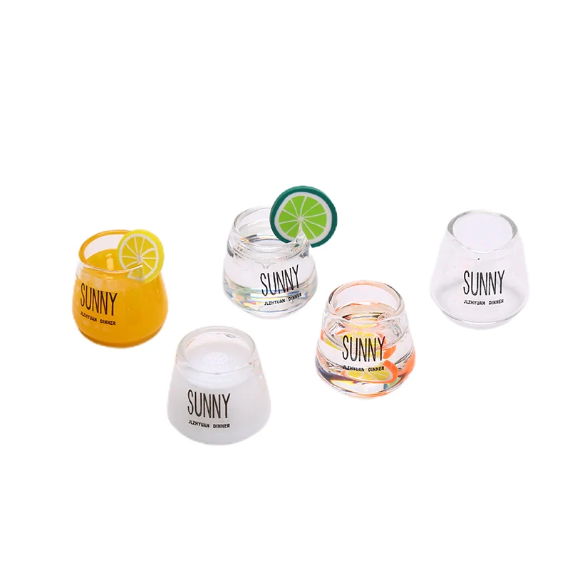 

1Pcs 1:12 Dollhouse Model Of Mini Resin Lemon Water Cup Nordic Style Furniture Accessories Glass Milk Cup Juice Cup Decor Toy