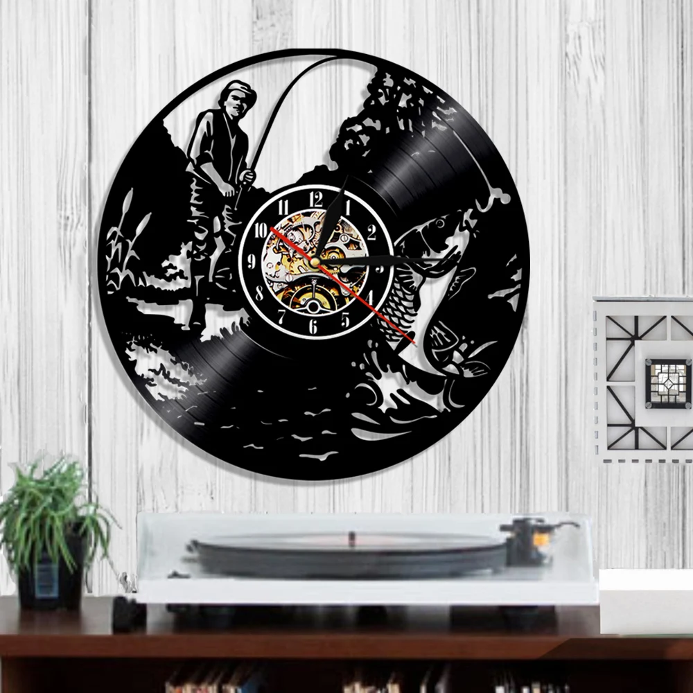 Настенные часы для рыбалки 3D настенные подарок рыбаков виниловые LP с записью