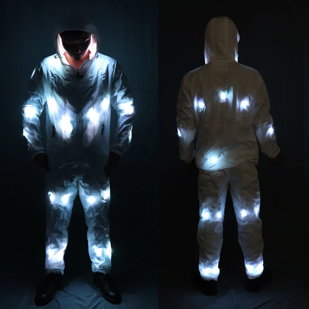 Chaqueta con luces LED a todo Color, abrigo, pantalones, traje de iluminaci&oacute;n para Rave, disfraz creativo para escenario exterior, vestido de lujo para fiesta de navidad-2