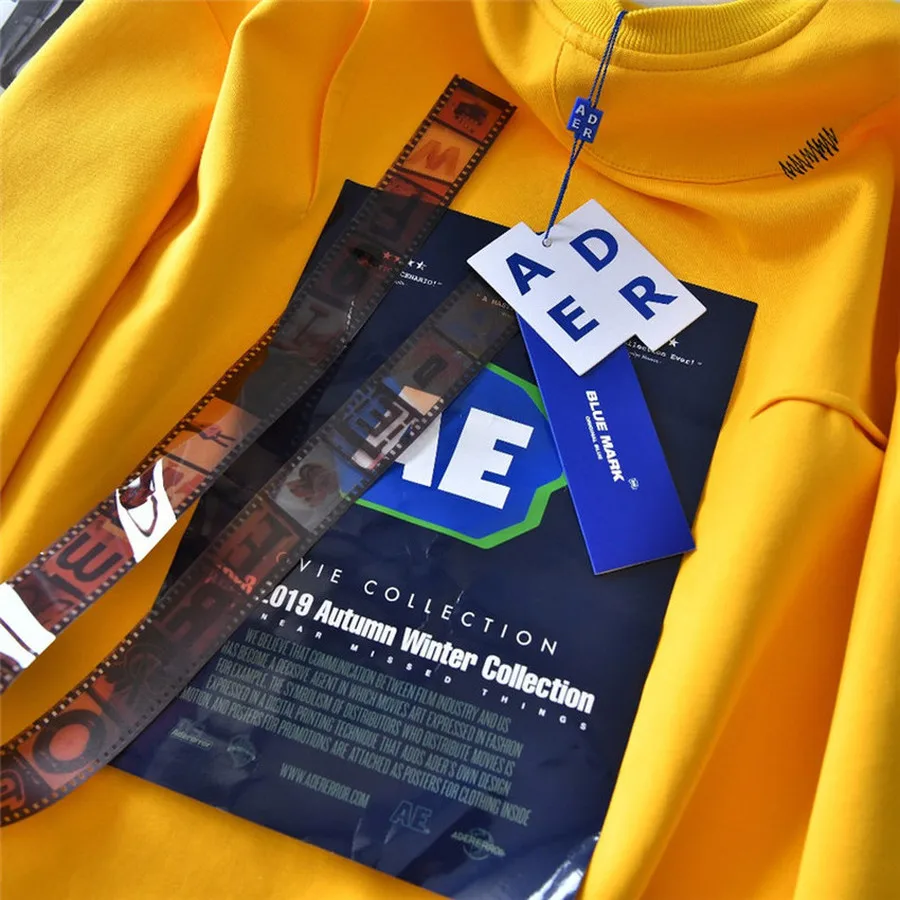 

Streetwear Oversize Ader Error Sweatshirts Men Women Lrregular Stitches Pullover ADE Printing Yellow Blue Hoodies
